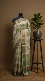 Green and Beige Chanderi Saree