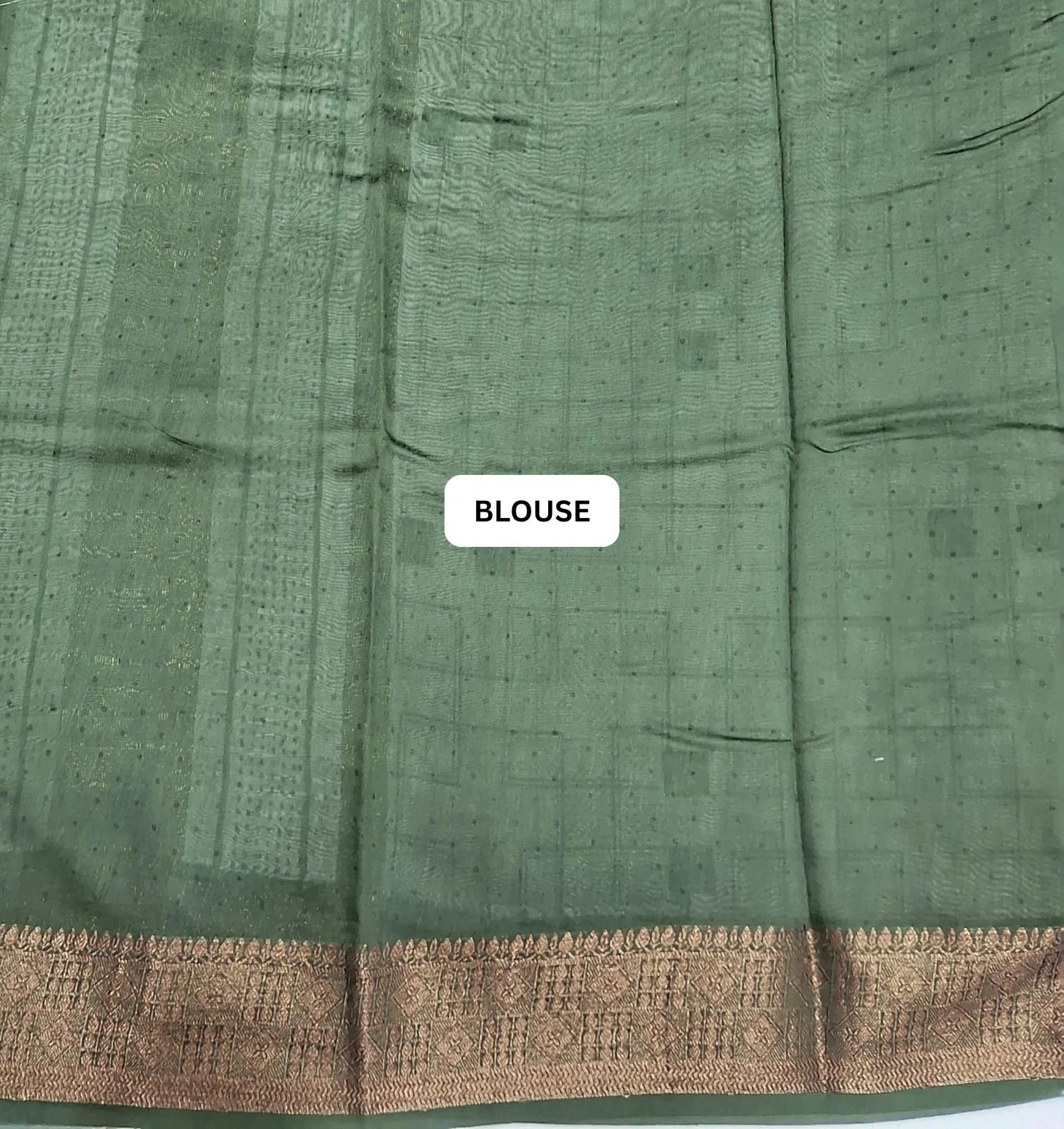 Elegant Beige and green  Chanderi Saree blouse