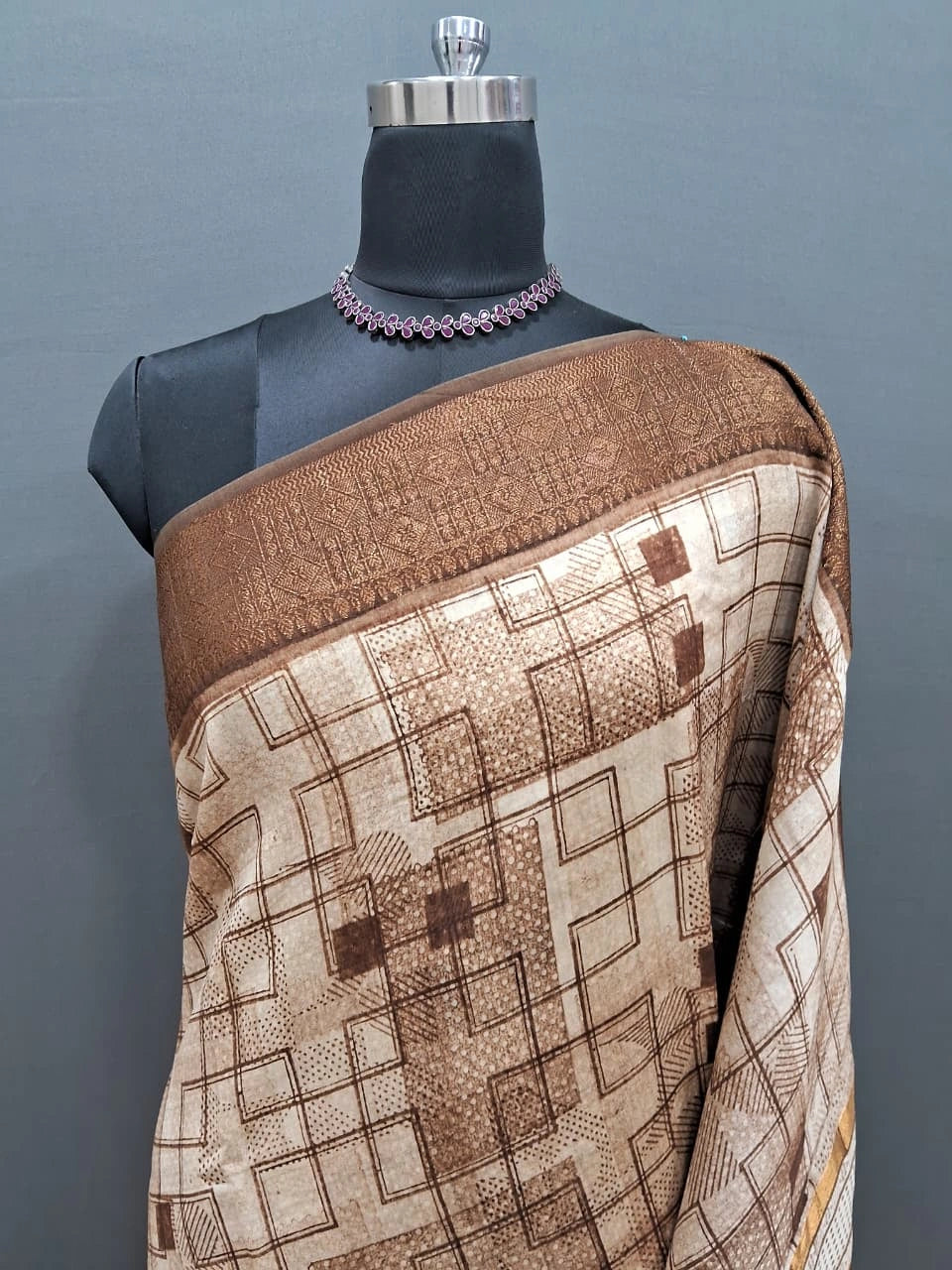 Beige Chanderi Zari Glow Saree 