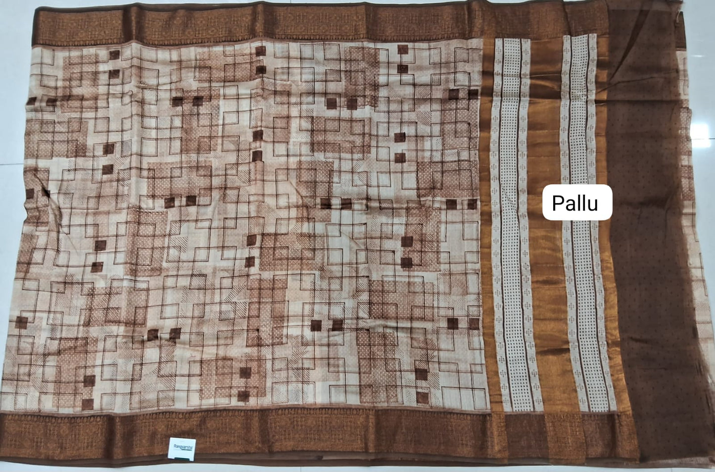 Beige Chandheri Saree Pallu