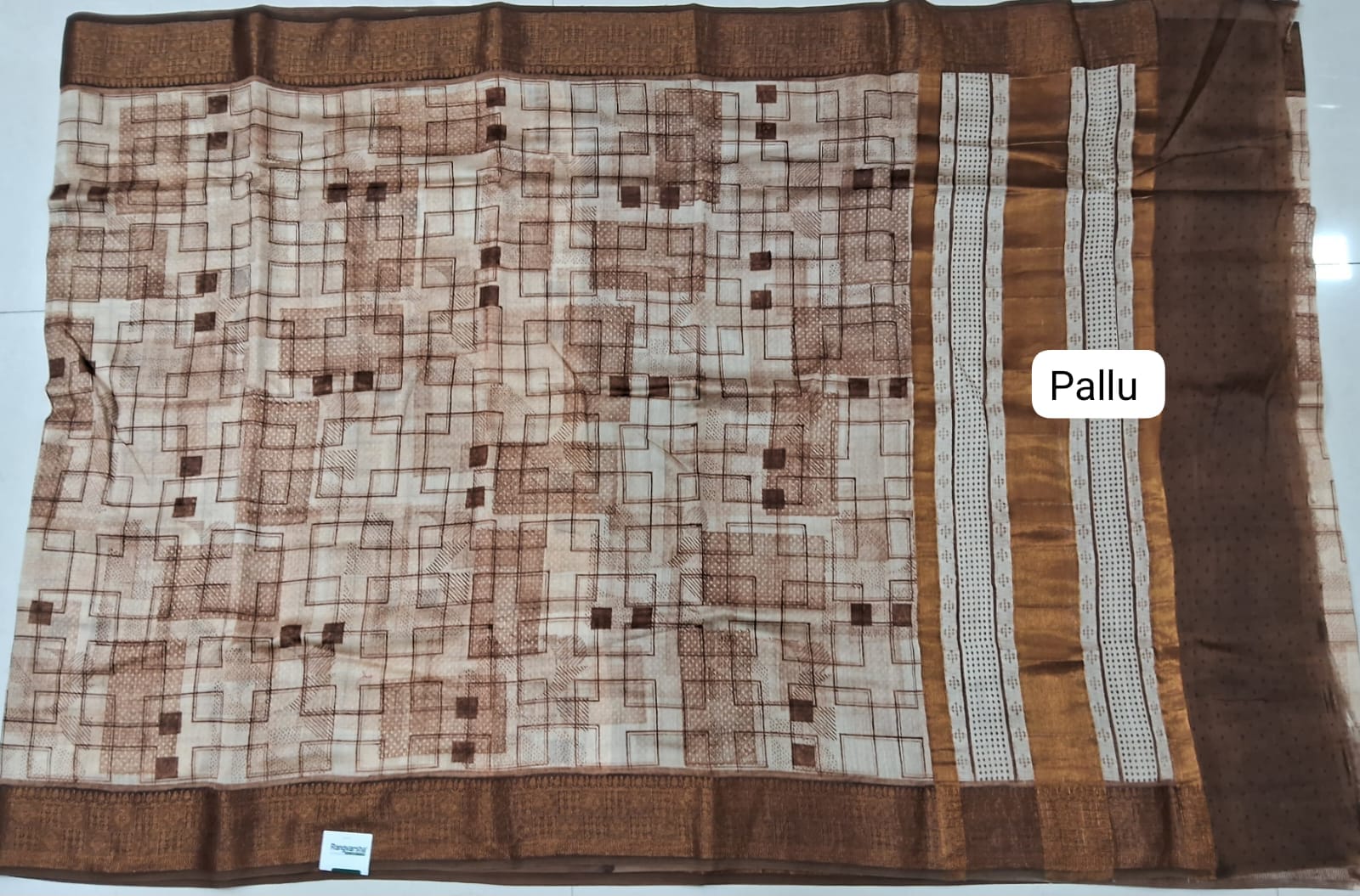 Beige Chandheri Saree Pallu