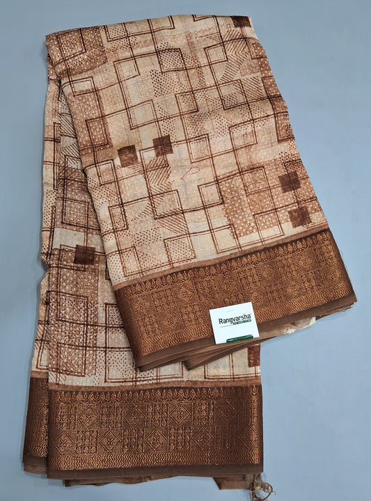 Beige Chandheri Saree 