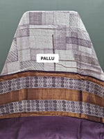 White Chanderi Saree with Geometric Print pallu