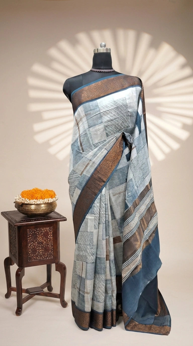 Lightweight White Chanderi Saree