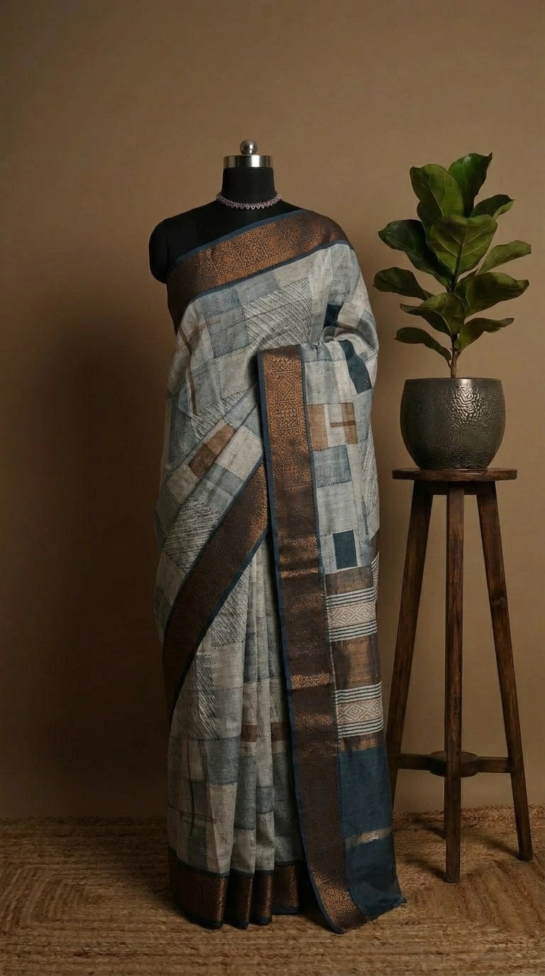 Lightweight White Chanderi Saree