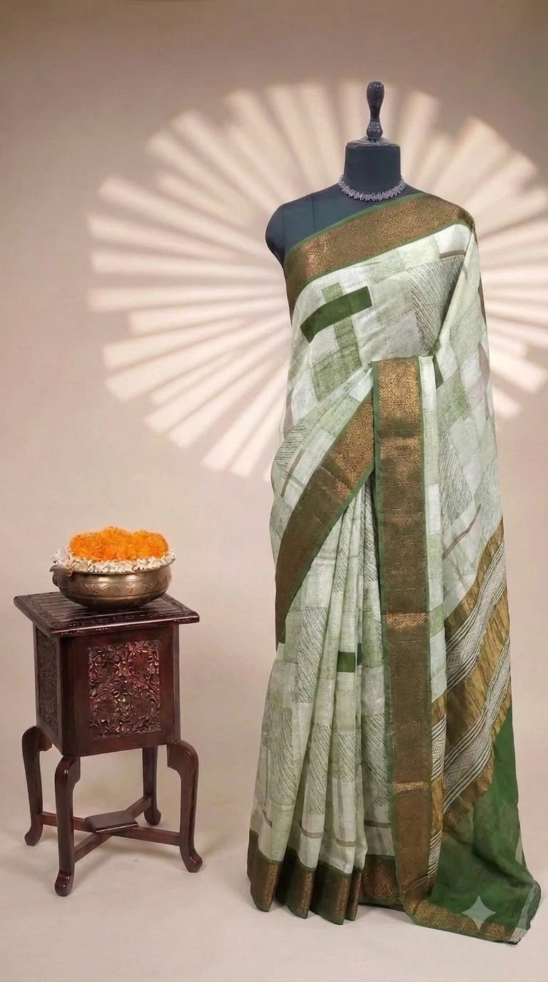Soft White Chanderi Saree 