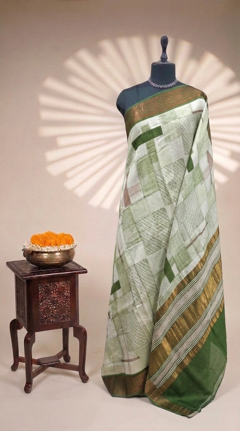 Soft White Chanderi Saree 