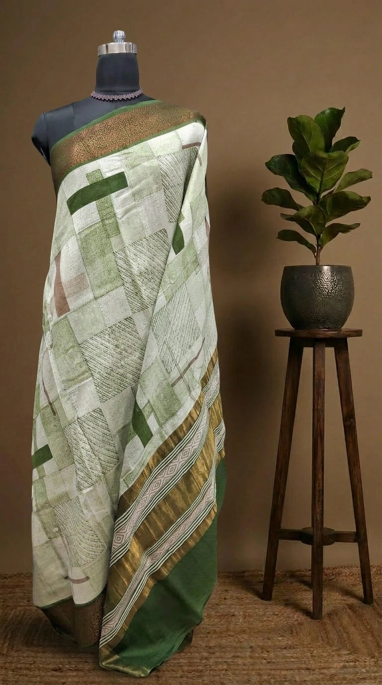 Soft White Chanderi Saree 