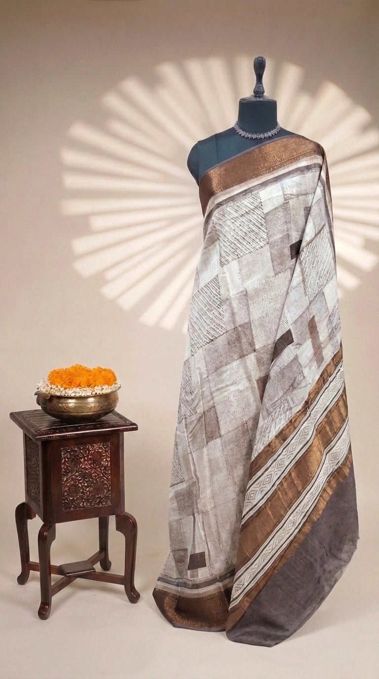 Opulent White Chanderi Saree