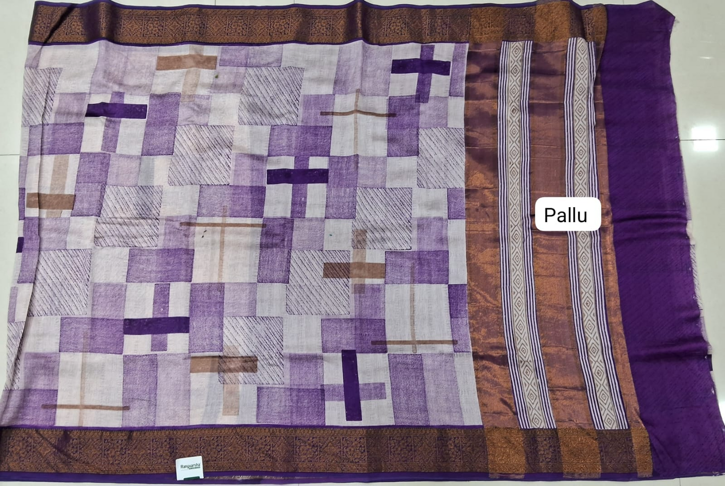 White Chanderi Saree with Festive Grace Pallu