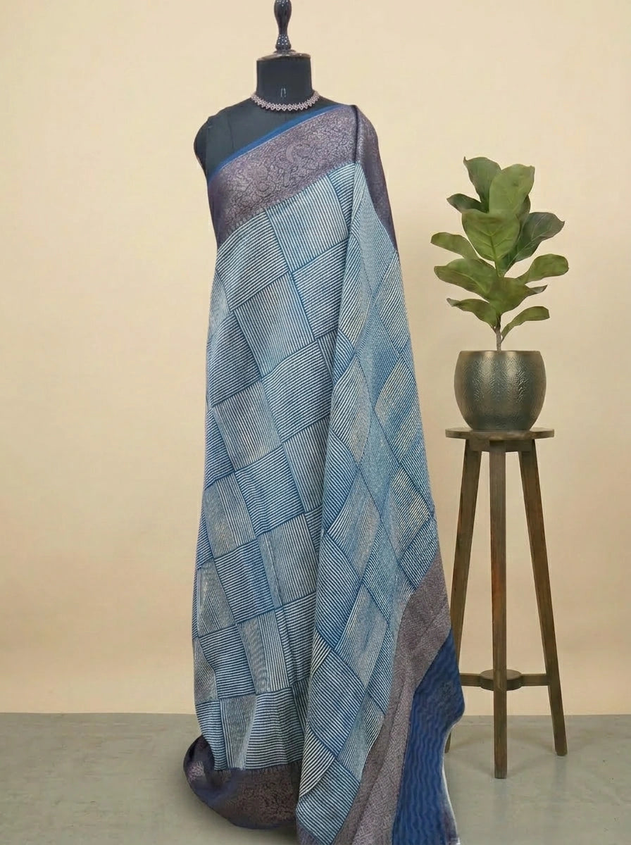 Blue Chanderi Saree 