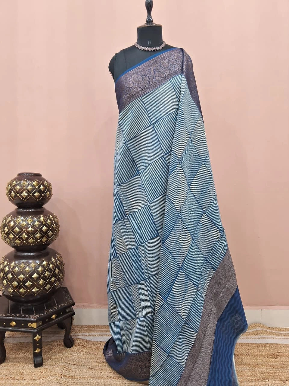 Blue Chanderi Saree 