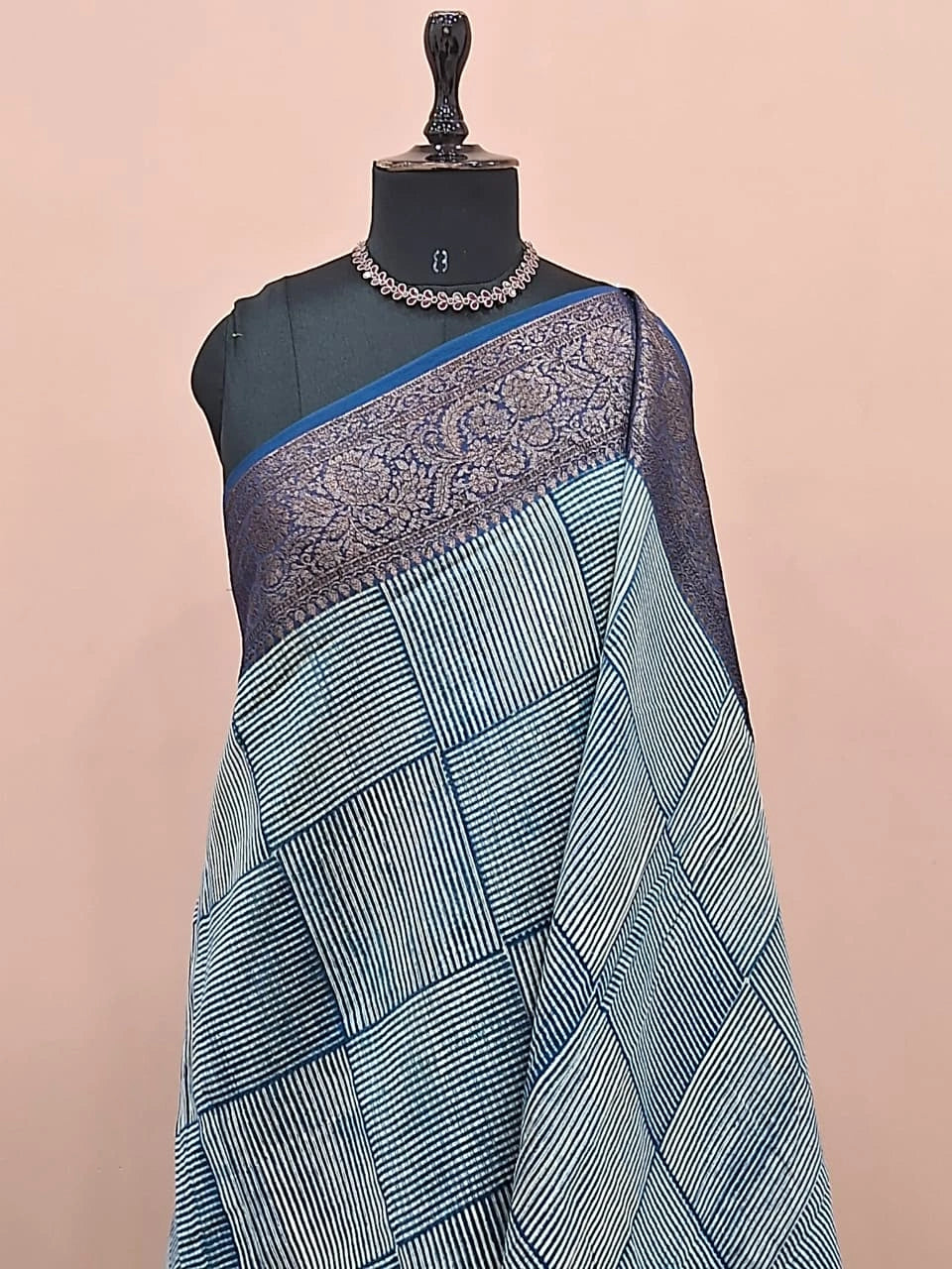 Blue Chanderi Saree 1