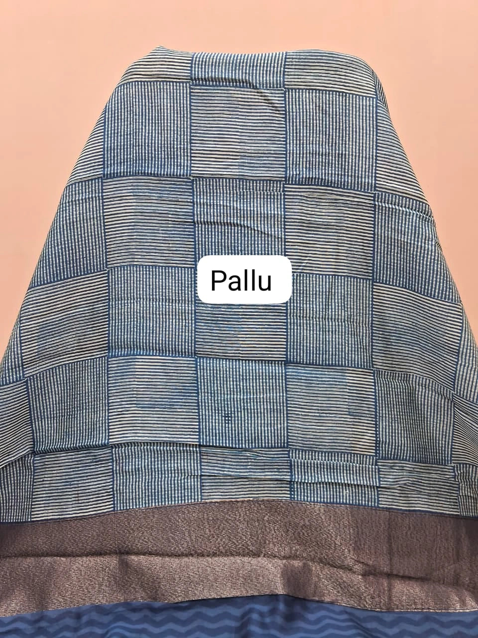 Blue Chanderi Saree pallu