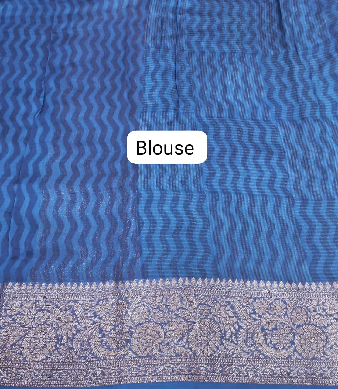 Blue Chanderi Saree Blouse
