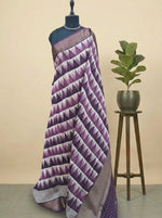 Purple and Off-White Chanderi Saree