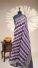 Purple and Off-White Chanderi Saree