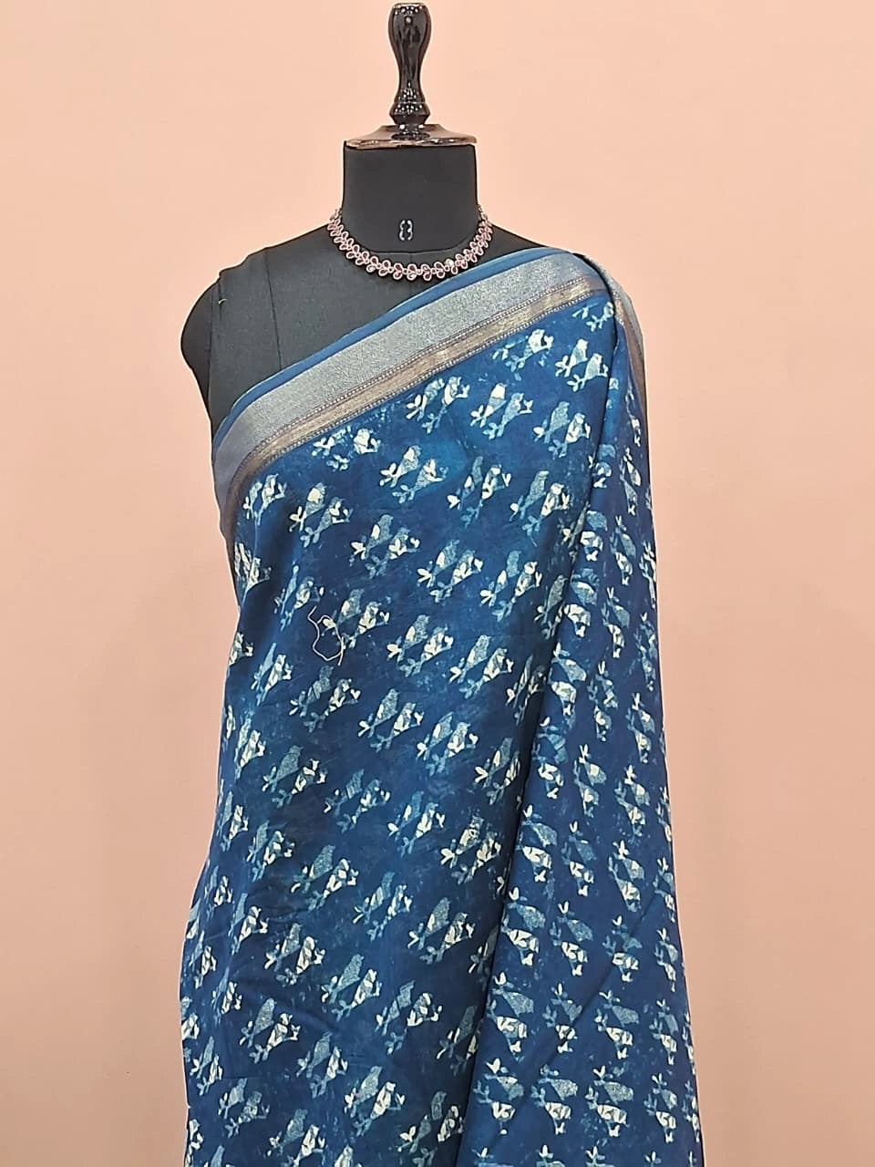 Indigo Blue Chanderi Saree 1