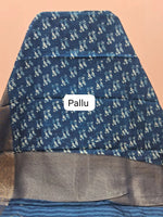 Indigo Blue Chanderi Saree Pallu