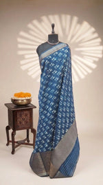 Indigo Blue Chanderi Saree