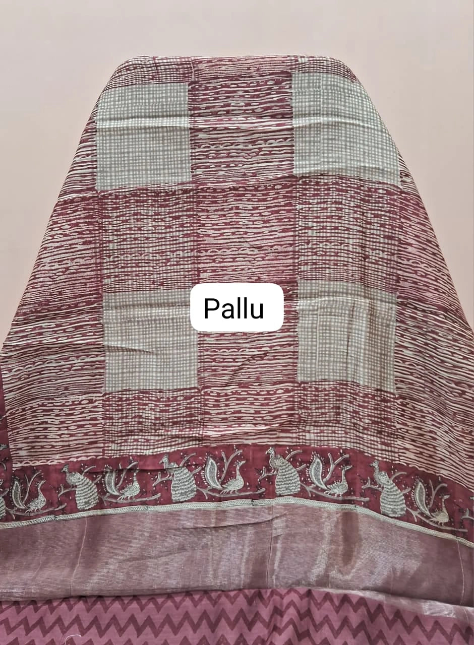 Onion Pink and Off-White Chanderi Saree pallu