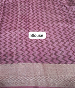 Onion Pink and Off-White Chanderi Saree Blouse