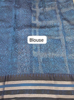 Navy Blue and Off-White Chanderi Saree  Blouse