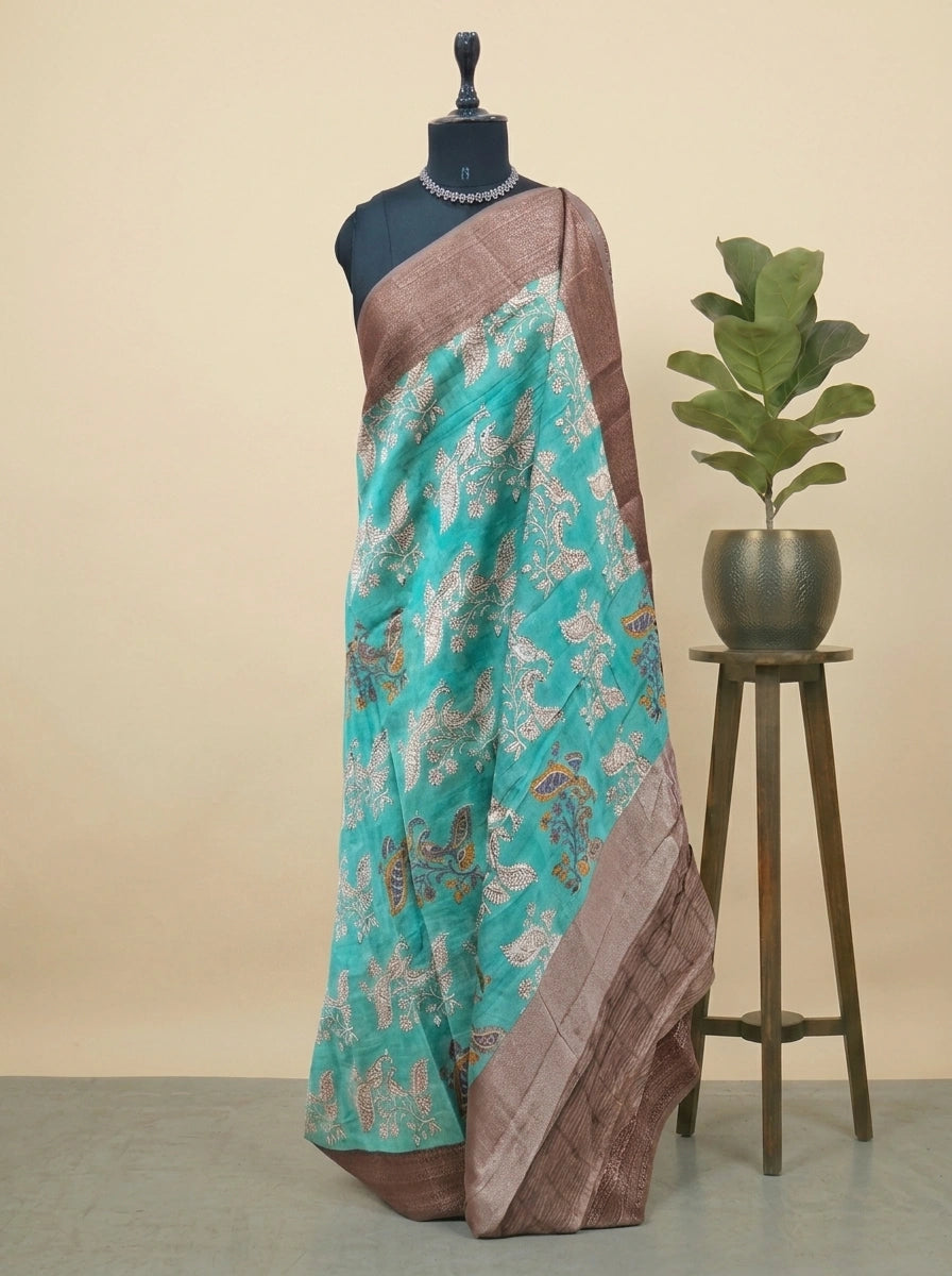Sky Blue Chanderi Saree