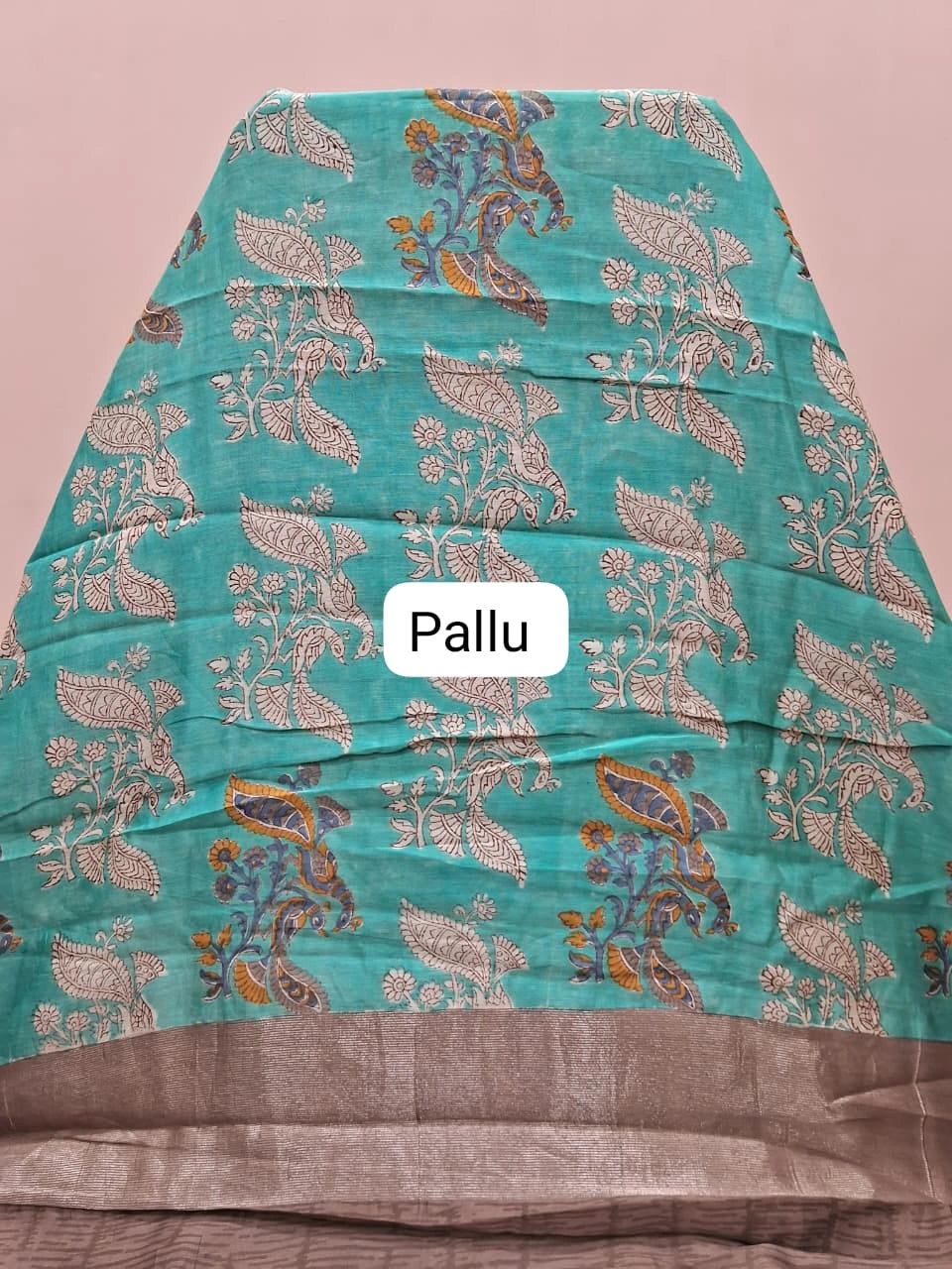Sky Blue Chanderi Saree pallu