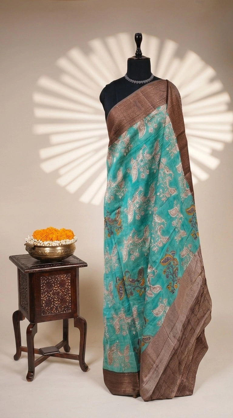 Sky Blue Chanderi Saree