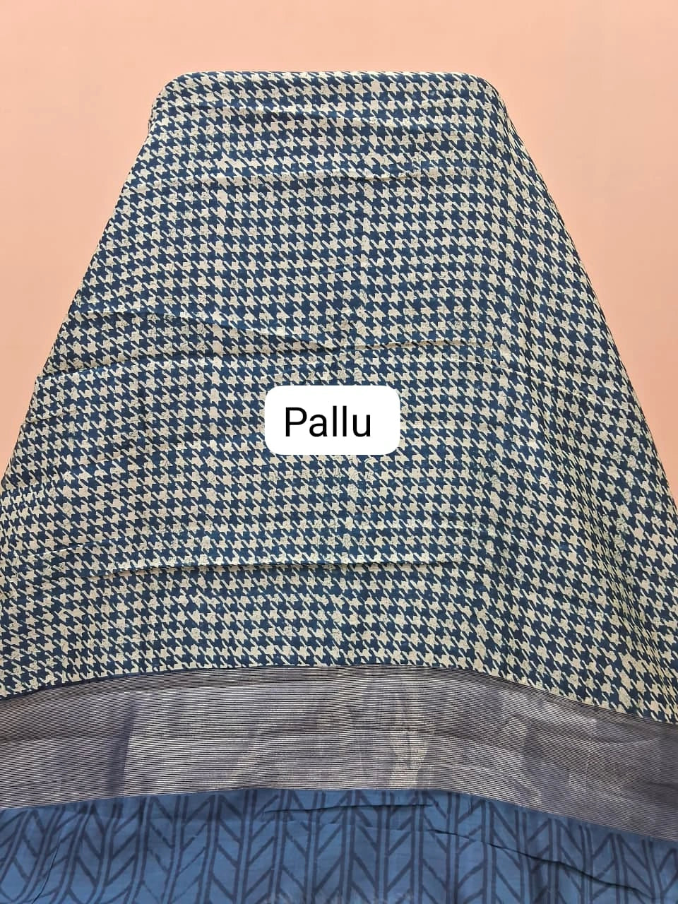 Deep Blue Chanderi Saree pallu