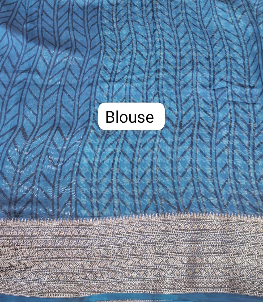 Deep Blue Chanderi Saree Blouse