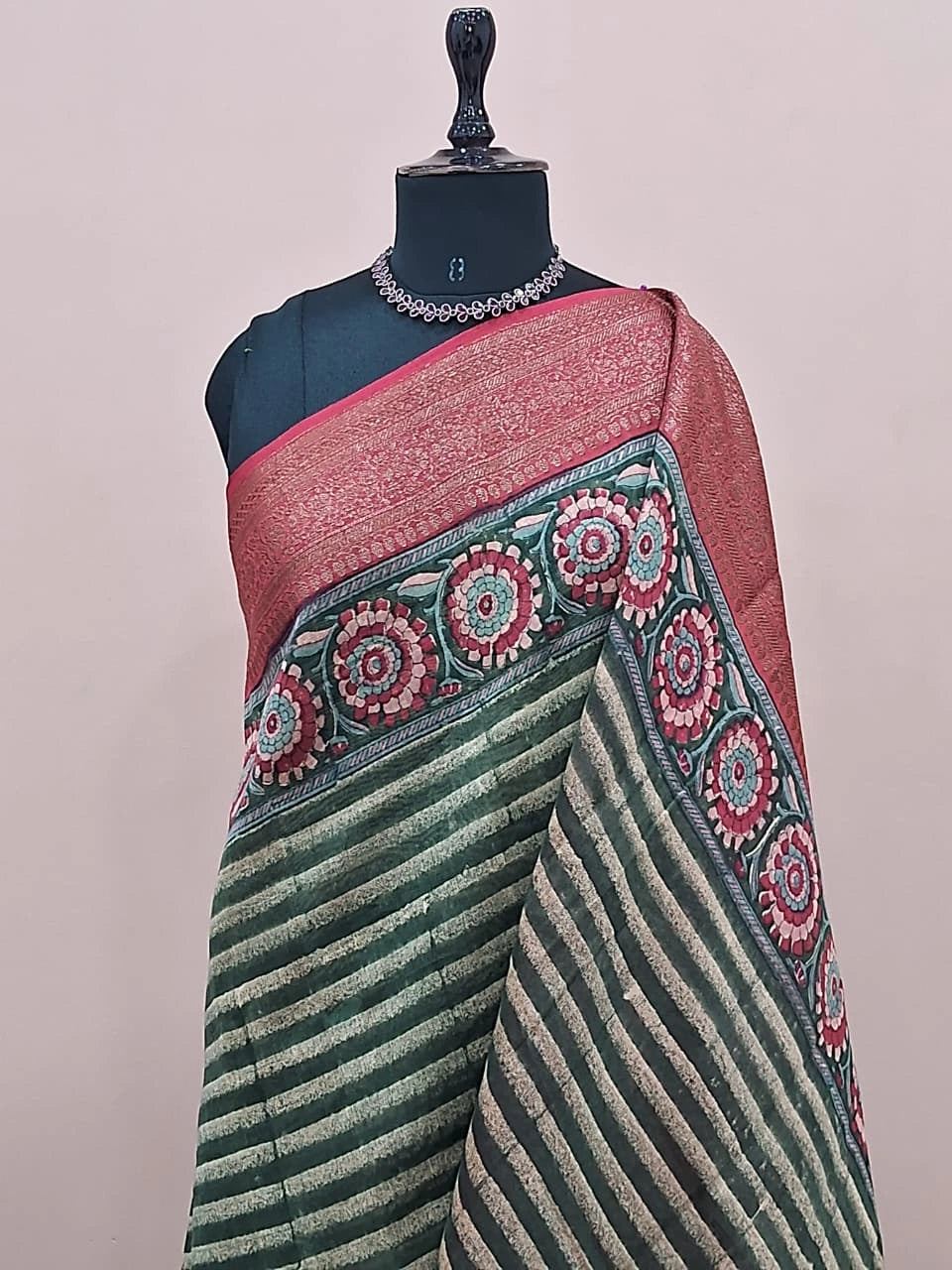 Green Chanderi Saree 1