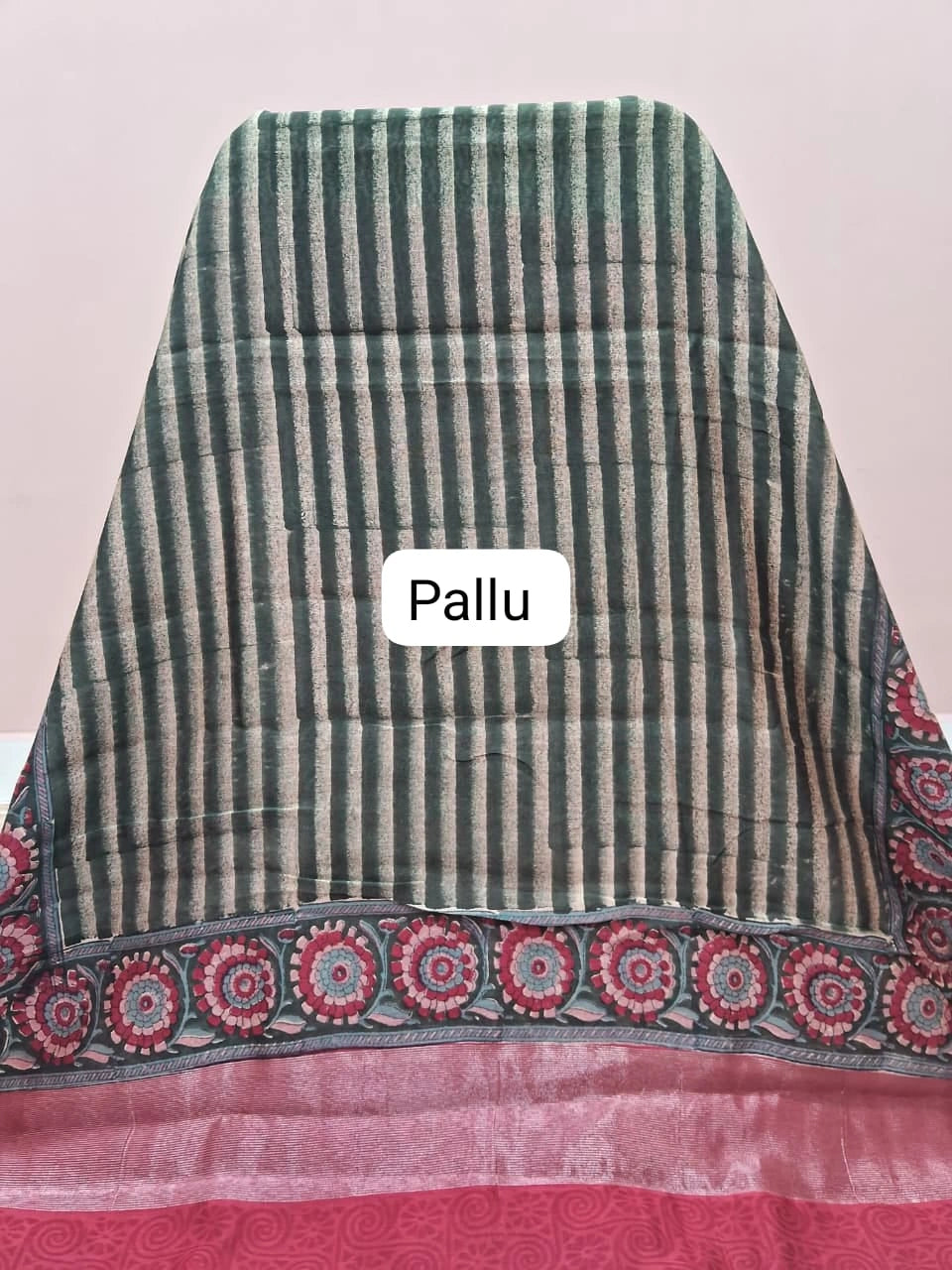 Green Chanderi Saree pallu