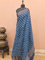 Dark Blue Chanderi Saree 