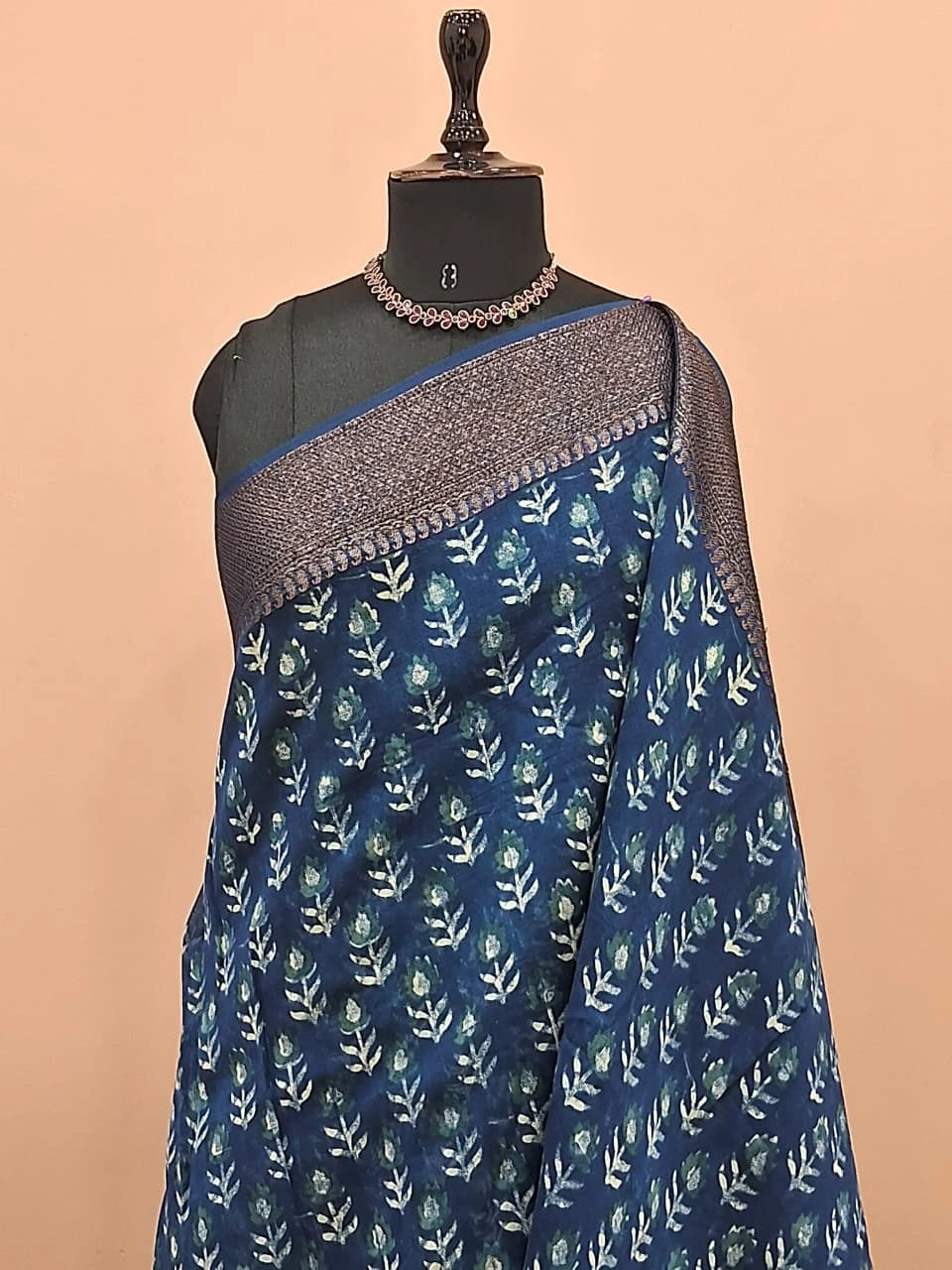 Dark Blue Chanderi Saree 1