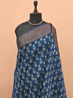 Dark Blue Chanderi Saree 1