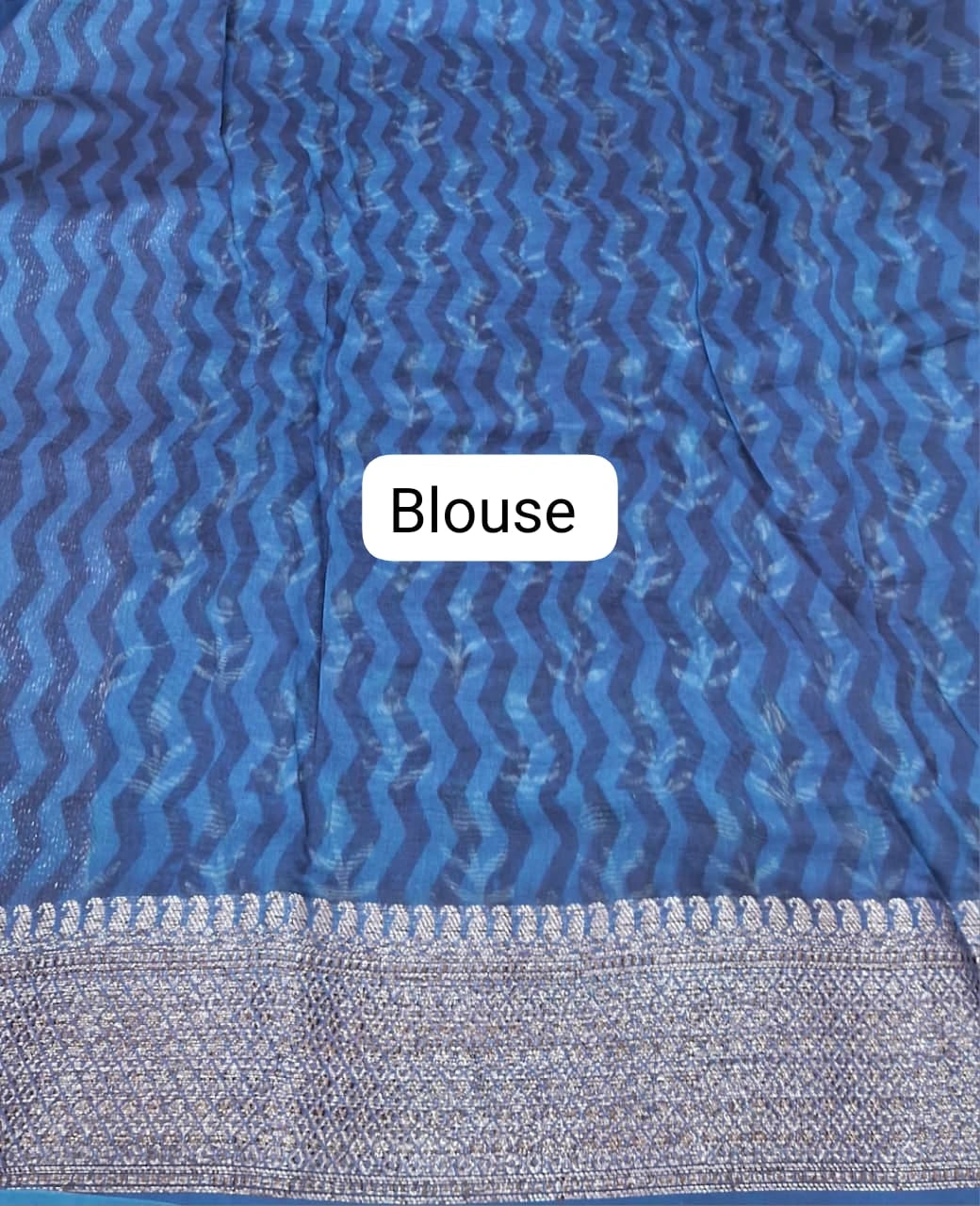 Dark Blue Chanderi Saree Blouse