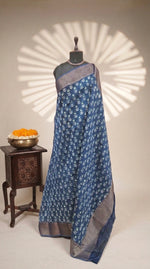 Dark Blue Chanderi Saree 
