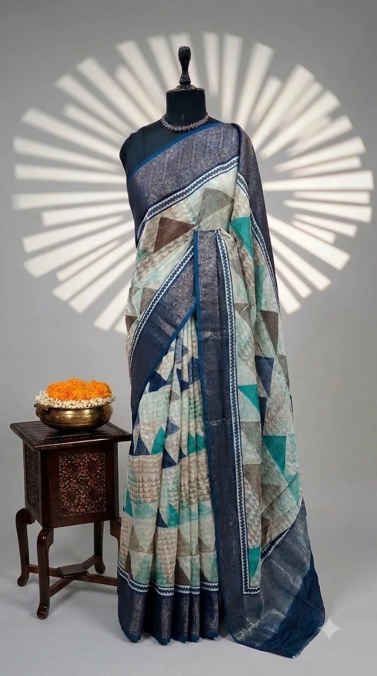 Off-White Chanderi Saree