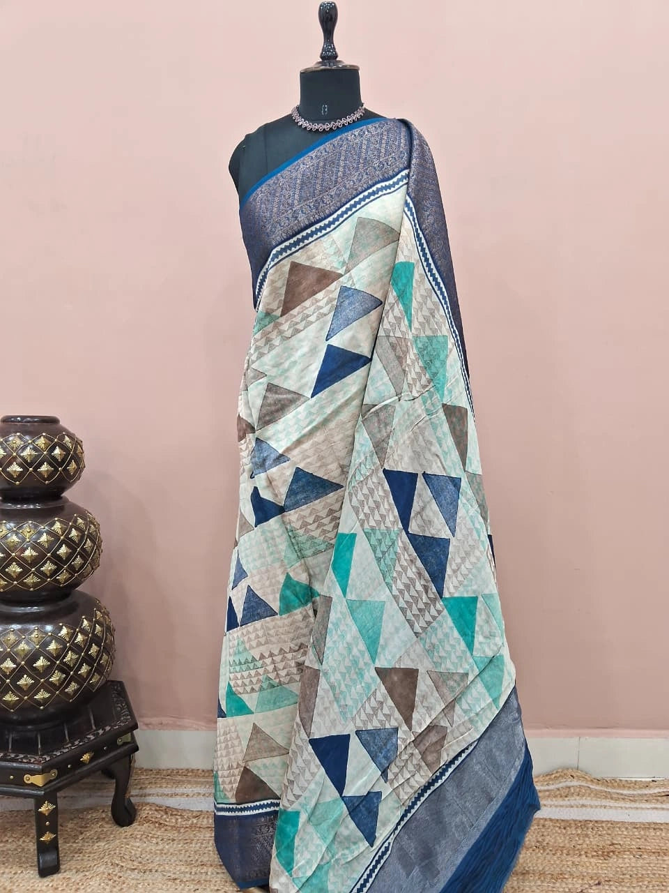 Off-White Chanderi Saree