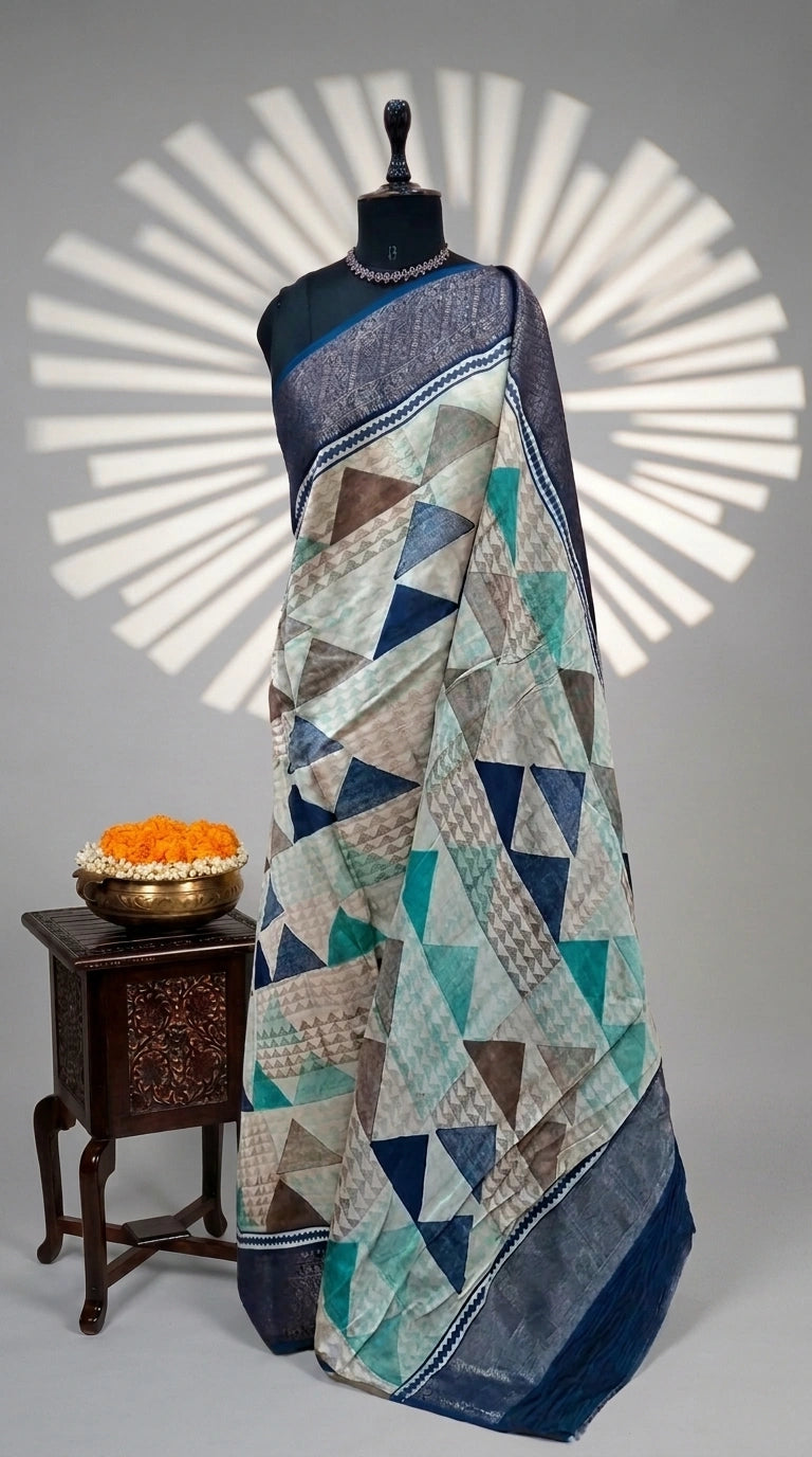 Off-White Chanderi Saree