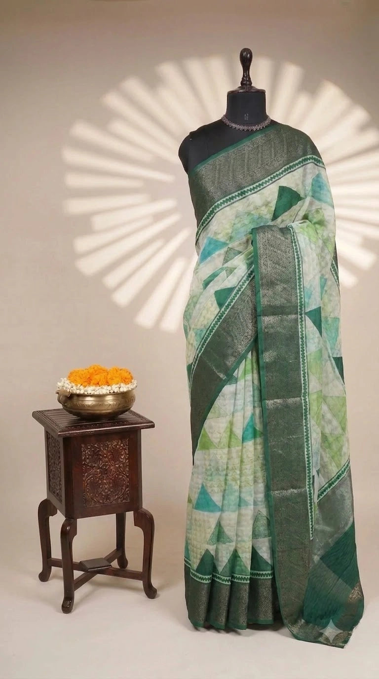 Graceful Off-White Chanderi Saree