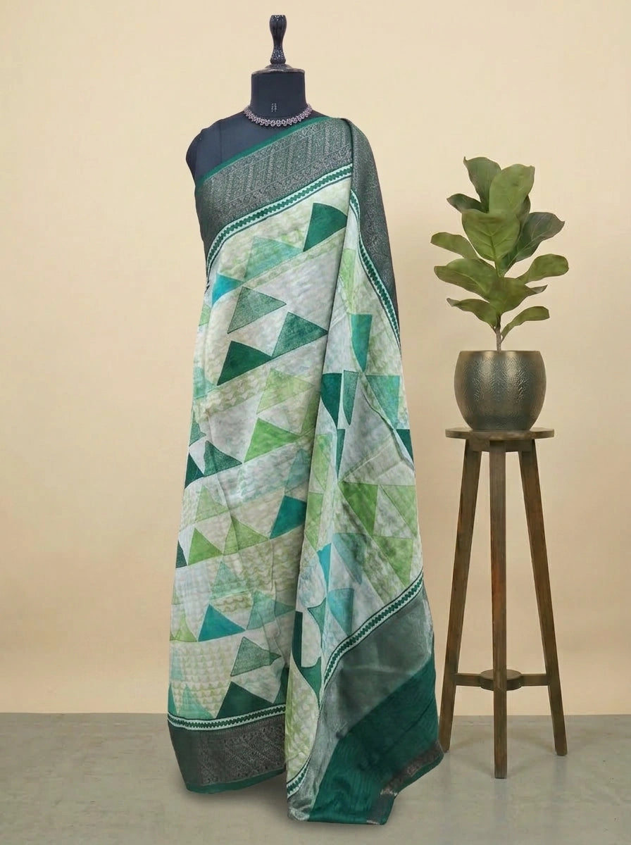 Graceful Off-White Chanderi Saree