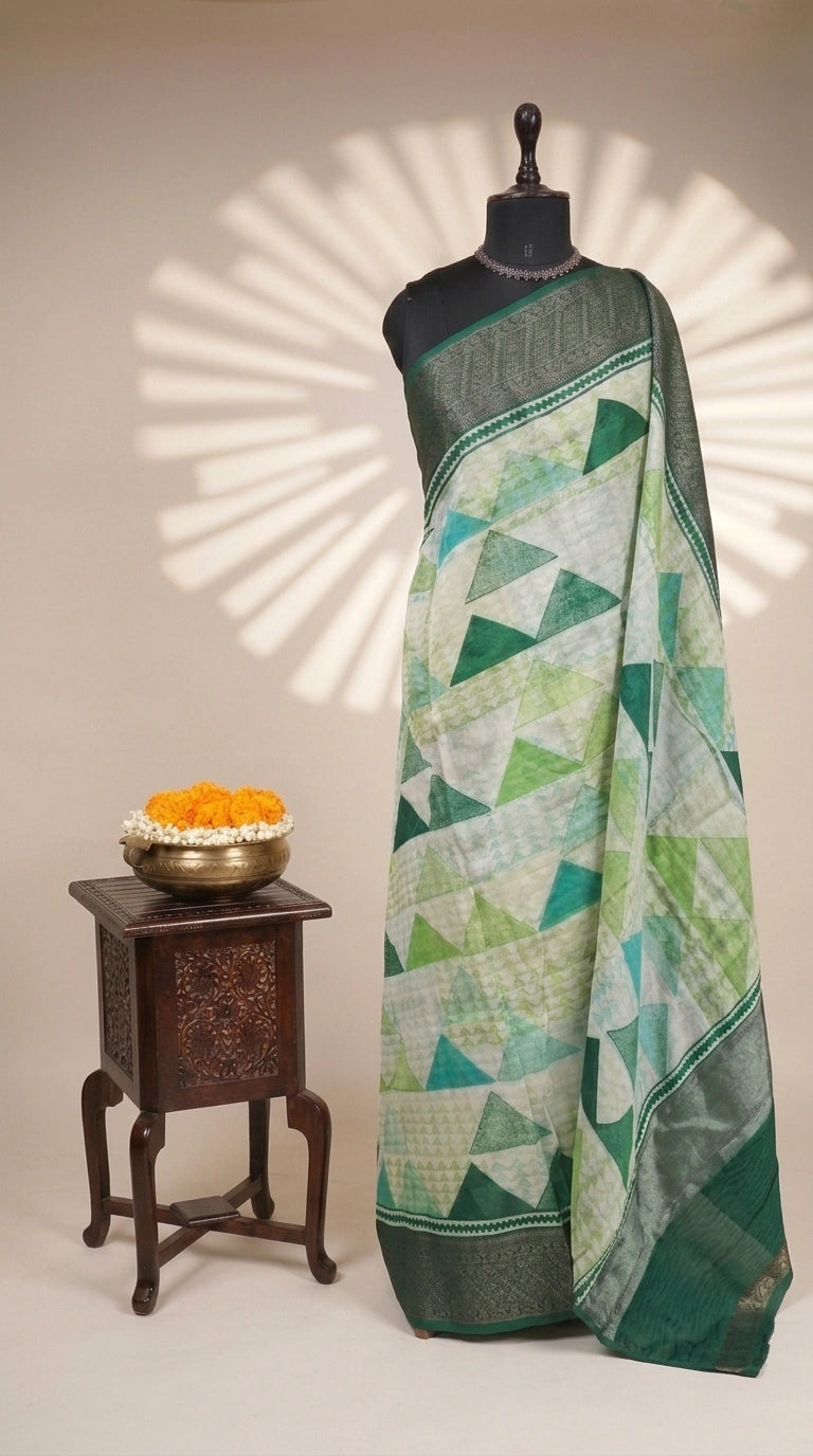 Graceful Off-White Chanderi Saree