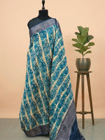 Beige and Blue Chanderi Saree 