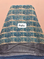 Beige and Blue Chanderi Saree pallu
