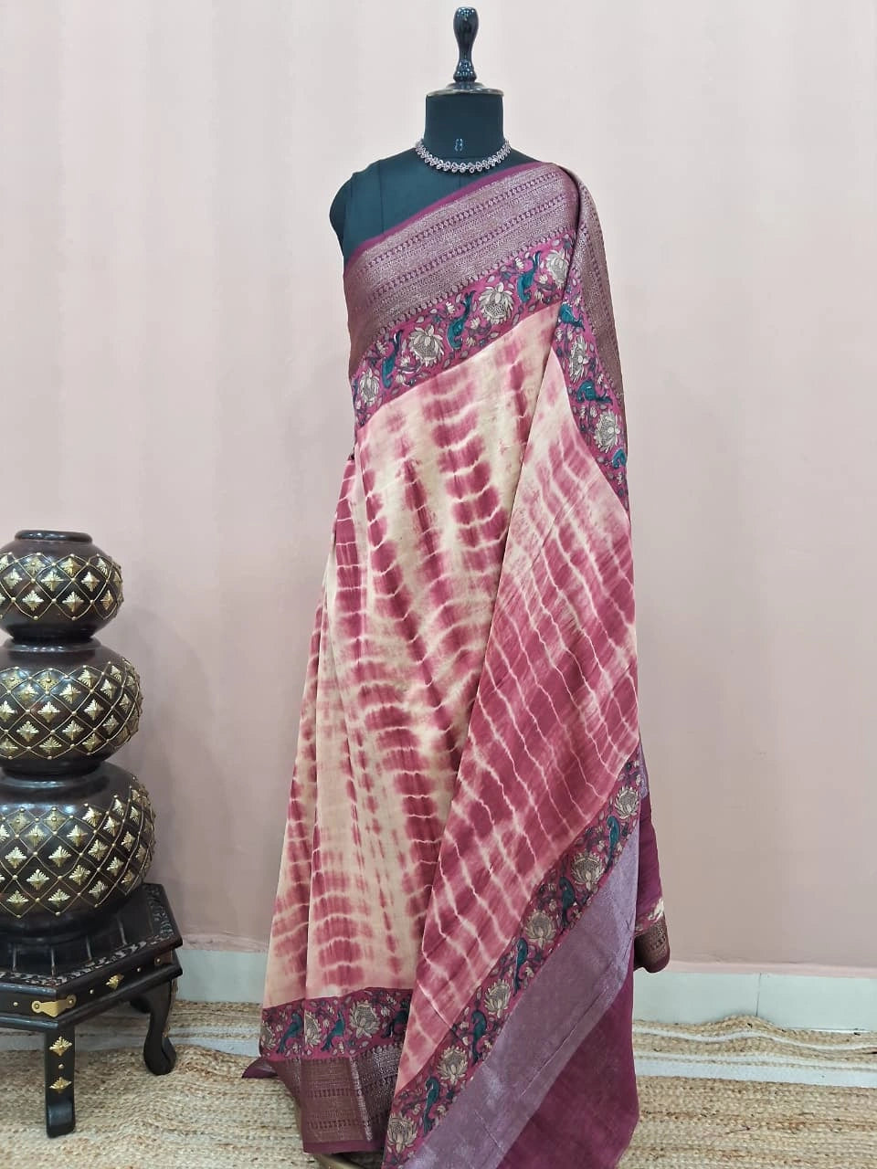 Cream Chanderi Cotton Saree
