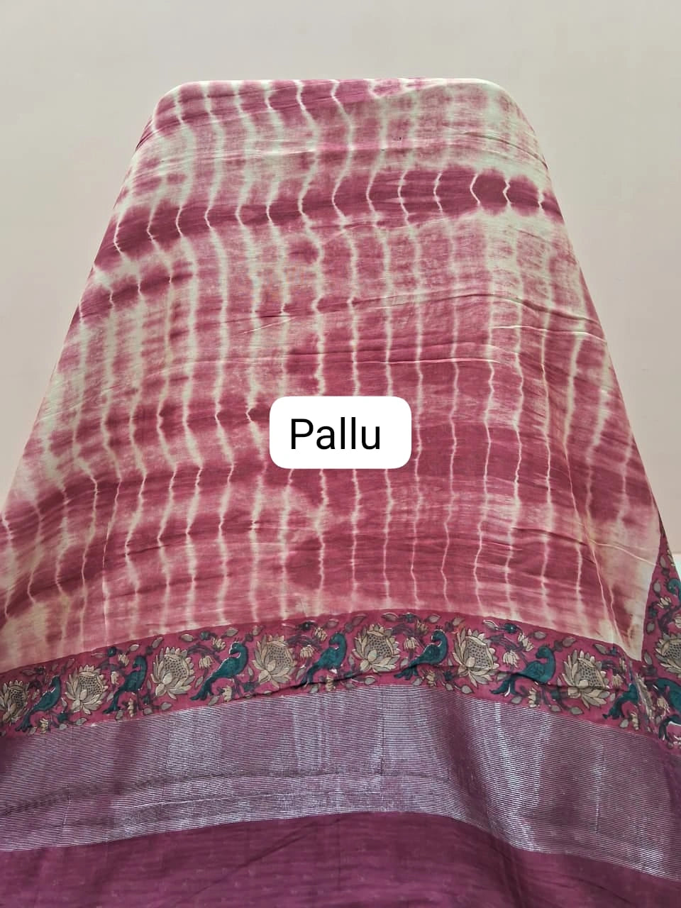 Cream Chanderi Cotton Saree pallu