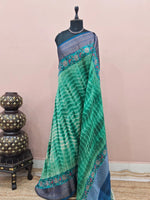 Emerald Green and Off-White Chanderi Saree
